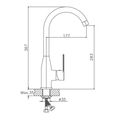 Смеситель для кухни Cron CN70129 на мойку хром - фото 3