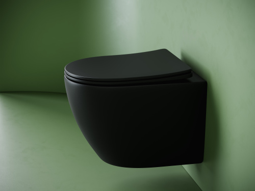 Унитаз подвесной Ceramica Nova UNO CN11001TMB черный матовый с сиденьем микролифт смыв торнадо - фото 4 Унитаз подвесной Ceramica Nova UNO CN11001TMB черный матовый с сиденьем микролифт смыв торнадо - фото 4
