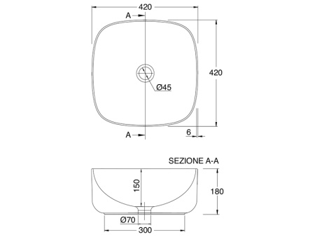 Раковина из санфаянса Scarabeo Moon 5501 42х42 накладная цвет белый 1 отверстие под смеситель
