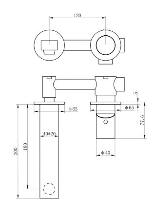 Смеситель для раковины Wonzon & Woghand WW-105-MB встраиваемый в стену черный