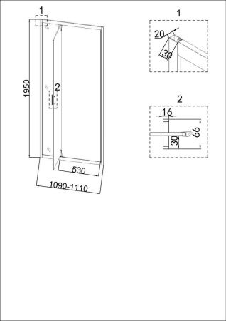 Душевая дверь Niagara Nova NG-43-11AG 110х195 стекло прозрачное профиль золото