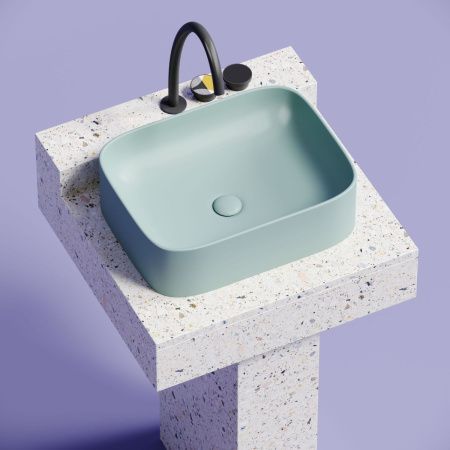 Раковина из сантехнического фарфора Ceramica Nova ELEMENT CN6052MLG 50х40 накладная цвет зеленый без отверстий под смеситель