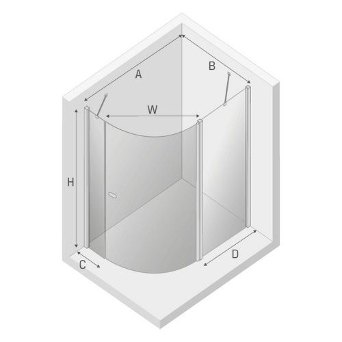 Душевой уголок New Trendy NEW SOLEO Chrome K-0421 100х80 стекло прозрачное профиль хром без поддона - фото 3