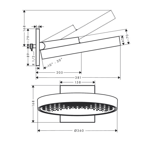 Верхний душ Hansgrohe Rainfinity 26230140 35х35 бронза - фото 2