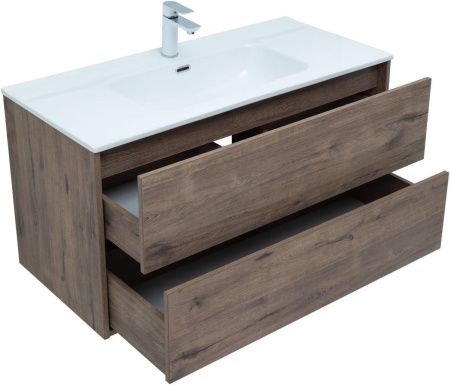 Тумба под раковину Aquanet Lino Flat 00287545 100х50 подвесная цвет коричневый