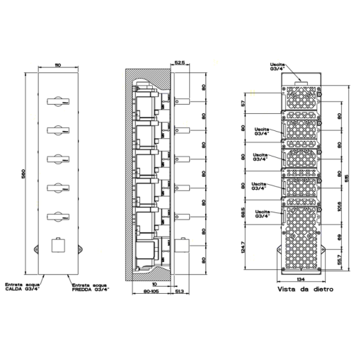 Смеситель для душа Gessi Rettangolo 43030#031 встраиваемый в стену хром с термостатом (внешняя часть) - фото 3