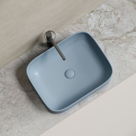 Раковина из сантехнического фарфора Ceramica Nova ELEMENT CN6052MHL 50х40 накладная цвет голубой без отверстий под смеситель