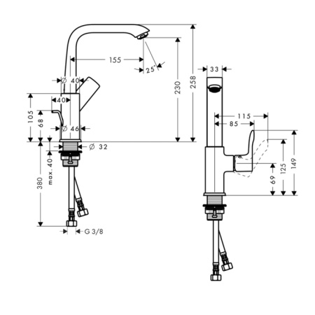 Смеситель Hansgrohe Metris 31081000 на раковину хром