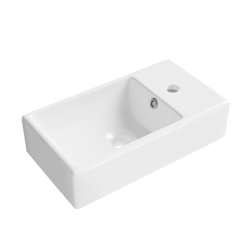 Раковина из сантехнического фарфора Wellsee WC Area 151801000 40х22 накладная цвет белый глянцевый 1 отверстие под смеситель - фото 2