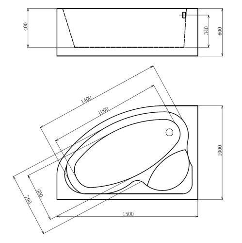 Ванна гидромассажная Gemy G9009 B L 150x100 пристенная угловая асимметричная - фото 4