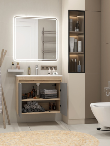 Тумба под раковину Teymi Netta T60604 75х46х62 подвесная цвет дуб - фото 5