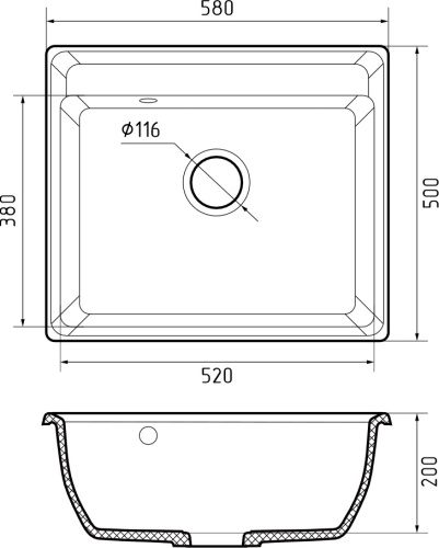 Кухонная мойка Granfest Vertex V-580 кашемир 58х50 цвет бежевый - фото 3