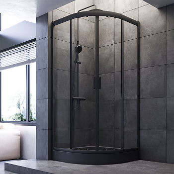 Душевой уголок Am.Pm Gem W90G-401-090BT 90х90 стекло прозрачное профиль черный матовый без поддона
