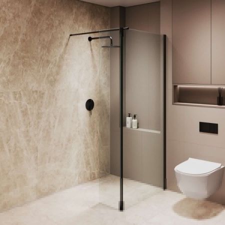 Душевая перегородка RGW Walk In 351005143-14 140х195 стекло прозрачное профиль черный