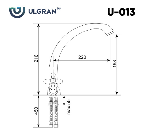 Смеситель для кухни Ulgran Classic U-013-344 на раковину черный без термостата - фото 2