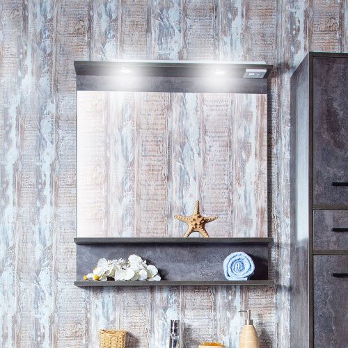 Зеркало с подсветкой Бриклаер 4627125415166 70х90 цвет цемент - фото 2