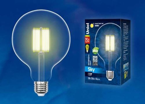 Лампа светодиодная филаментная Uniel SKY Globe (СКЫ Глобе) LED-G125-10W/NW/E27/CL PLS02WH картон - фото 2