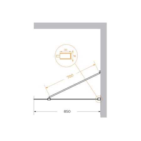 Душевая перегородка Cezares LIBERTA LIBERTA-L-1-TB-85-C-NERO 85х195 стекло прозрачное профиль черный