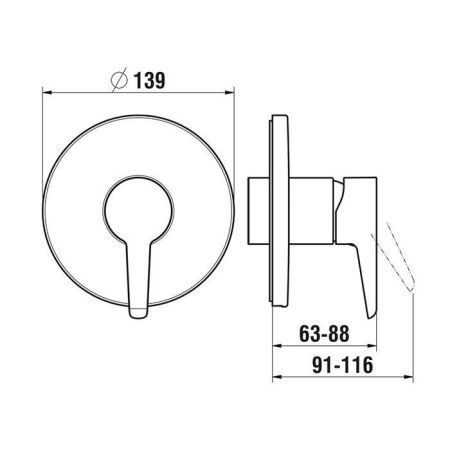 Смеситель для душа Laufen Completamenti HF901778100000 встраиваемый в стену хром с термостатом