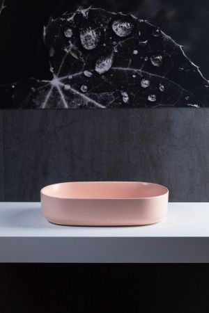 Раковина керамическая Allen Brau Fantasy 4.11022.SM 60х40 накладная цвет розовый без отверстий под смеситель