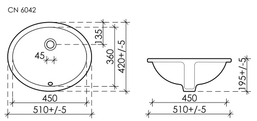 Раковина Ceramica Nova ELEMENT 51 см CN6042 встраиваемая цвет белый - фото 2