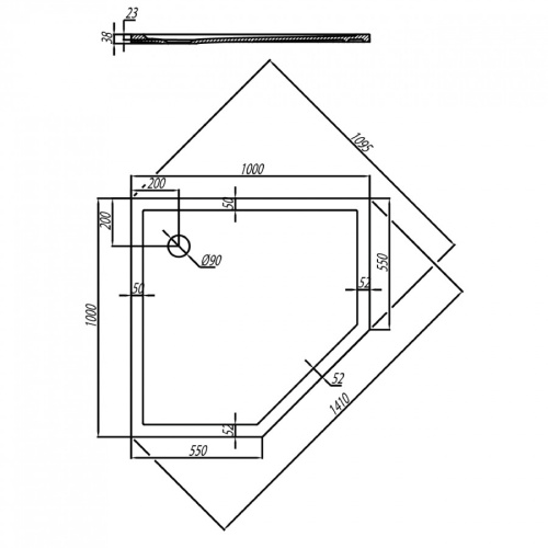 Душевой поддон Aquaton Калифорния 1A714936CA010 100х100 литьевой мрамор белый - фото 4