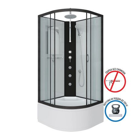 Душевая кабина Niagara Classic 67091414BKTG 100х100 четверть круга без крыши ориентация универсальная