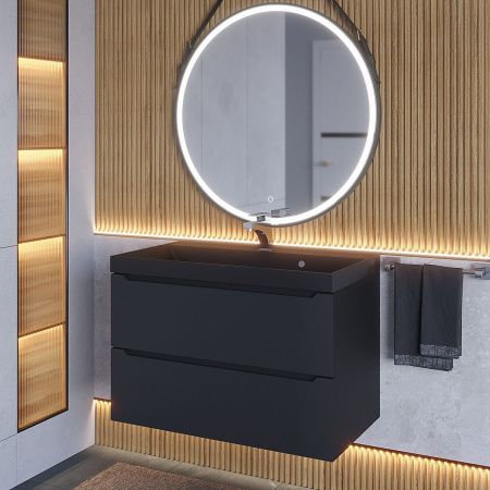 Тумба с раковиной Uperwood Tanos-Classic Quartz 3930421700 80х50 цвет черный