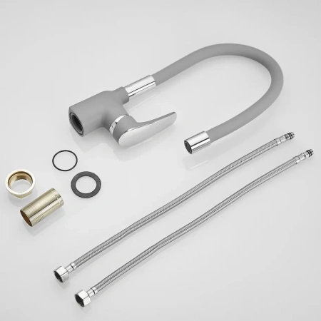 Смеситель для кухни Shevanik S443-9 на мойку серый