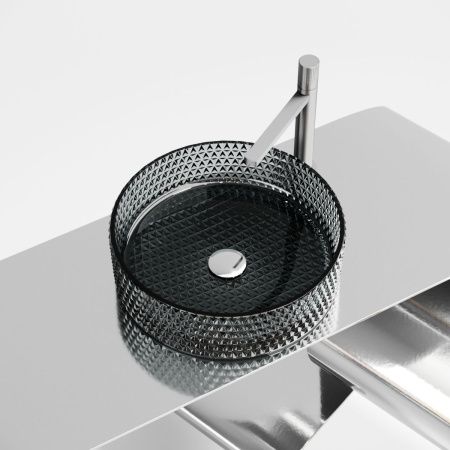 Раковина стеклянная Ceramica Nova CRISTAL CN6060 40х40 накладная цвет черный без отверстий под смеситель