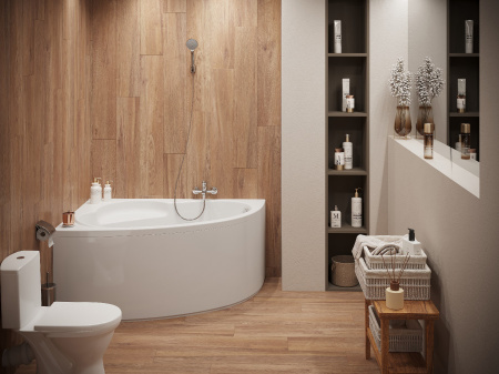 Ванна акриловая Santek Шри-ланка 1WH302394 150х100 пристенная асимметричная без каркаса