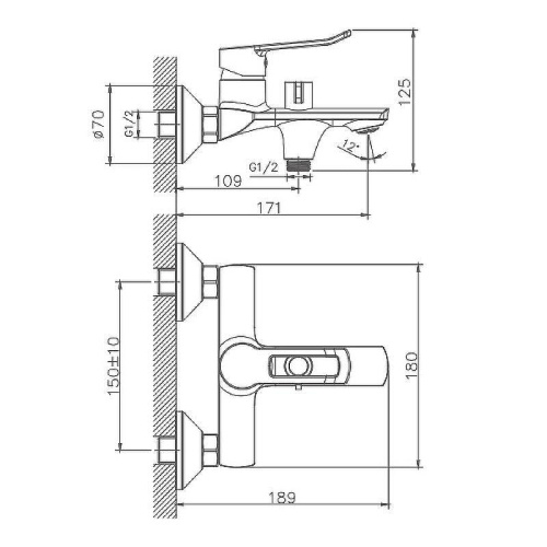 Cмеситель для ванны и душа Haiba HB60556 настенный хром - фото 3 Cмеситель для ванны и душа Haiba HB60556 настенный хром - фото 3