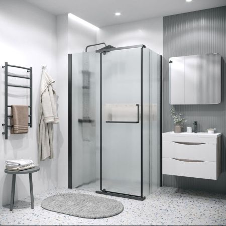 Душевой уголок Grossman Pragma 120.K33.03.1080.21.02 100х80 стекло текстурное профиль черный без поддона