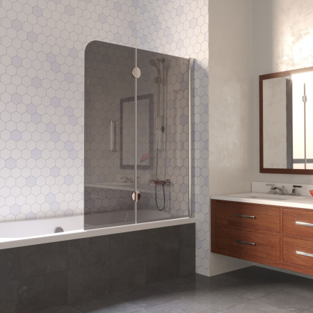 Душевая шторка на ванну Vegas-Glass E2V LUX E2V LUX 120 8 7 R 120х151 стекло тонированное профиль хром глянцевый ориентация правая