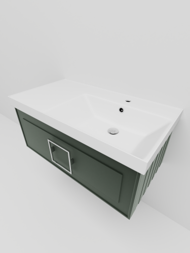 Тумба с раковиной La Fenice CUBO NFNC-01-CUB-G-90-1-90R 91х36х49 подвесная цвет серо-зеленый - фото 3