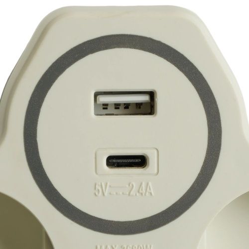 Разветвитель сетевой 2-местный с/з и USB+Type C Stekker ADP16-15-20 50071 - фото 5