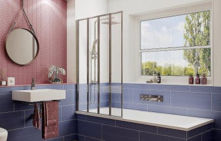 Душевая шторка на ванну Ambassador Bath Screens 16041110L 90х140 стекло прозрачное профиль хром ориентация левая