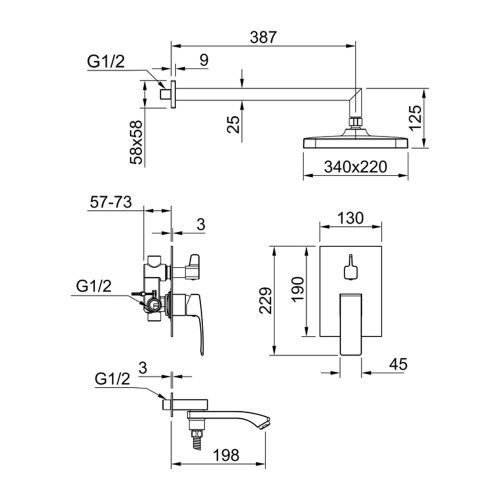 Душевая система Raglo R01.27.03 встраиваемая в стену - фото 2