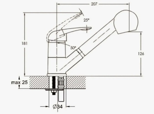Смеситель для кухни D-Lin D158352 на мойку хром - фото 2
