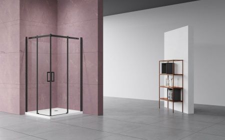 Душевой уголок Vincea Dice VSS-4D100CLB 100х100 стекло прозрачное профиль черный без поддона