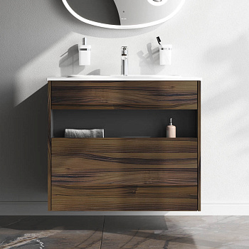 Тумба под раковину Am.Pm Func M8FFUX0801OF 81х49х70 подвесная цвет темное дерево