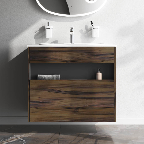 Тумба под раковину Am.Pm Func M8FFUX0801OF 81х49х70 подвесная цвет темное дерево