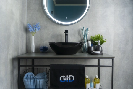 Раковина керамическая Gid Esfera 52231 41х34 накладная цвет черный глянцевый без отверстий под смеситель