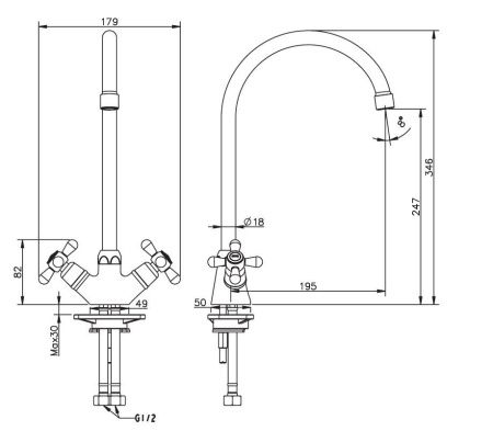 Смеситель для кухни Esko VN 06-2 на мойку хром