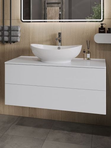 Тумба под раковину Orange Otto Ot-100TuMDF 100х50 подвесная цвет белый - фото 2