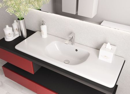 Раковина из искусственного камня Эстет Оливия ФР-00014957 120х50 накладная цвет белый 1 отверстие под смеситель