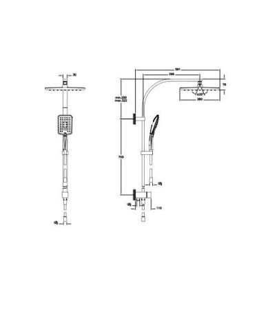 Душевая стойка Vitra Shine A45699EXP настенная цвет хром