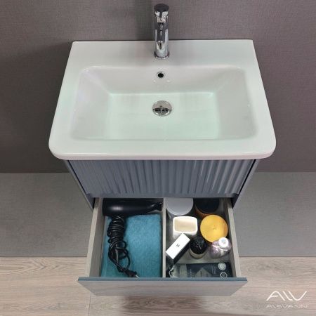 Тумба с раковиной Alavann Wave ALV1111000 60х50 подвесная цвет серый