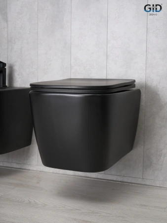Унитаз подвесной Gid Cuadrado 62255Y черный матовый с сиденьем микролифт безободковый
