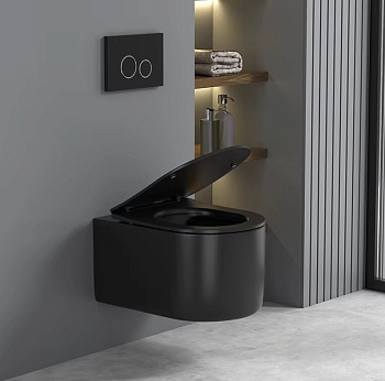 Унитаз подвесной Cerutti SPA CT9238 черный матовый с сиденьем микролифт безободковый каскадный смыв